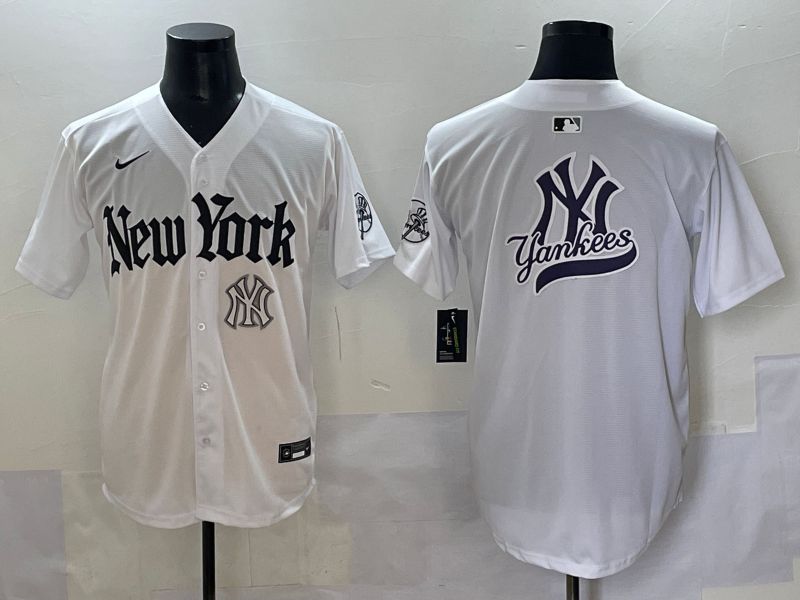 Men 2025 New York Yankees Blank White Five generations Joint Name Nike MLB Jersey style 68->new york yankees->MLB Jersey